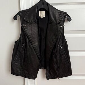Black faux leather vest